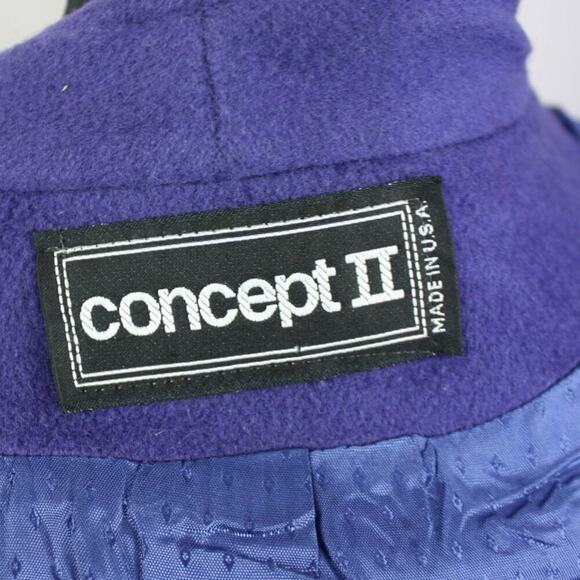 Vintage 80s Concept II Long Purple Wool Coat Winter Classic 1980s 14 - Picture 5 of 6